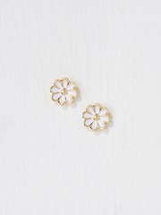 FatFace White Enamel Daisy Stud Earrings - Image 1 of 2