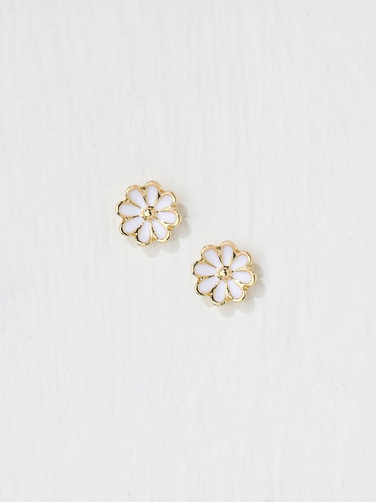 FatFace White Enamel Daisy Stud Earrings - Image 1 of 2 FatFace White Enamel Daisy Stud Earrings - Image 1 of 2