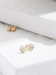 FatFace White Enamel Daisy Stud Earrings - Image 2 of 2