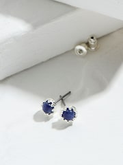 FatFace Navy Stone Stud Earrings - Image 2 of 2
