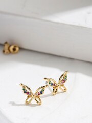 FatFace Gold Tone Butterfly Stud Earrings - Image 1 of 2