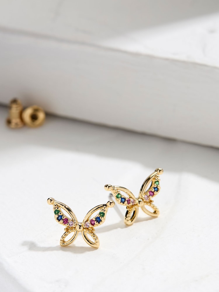 FatFace Gold Tone Butterfly Stud Earrings - Image 1 of 2 FatFace Gold Tone Butterfly Stud Earrings - Image 1 of 2