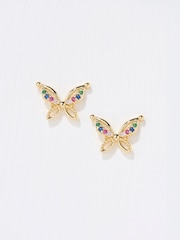 FatFace Gold Tone Butterfly Stud Earrings - Image 2 of 2