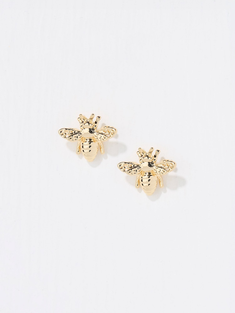 FatFace Gold Tone Bee Stud Earrings - Image 2 of 3 FatFace Gold Tone Bee Stud Earrings - Image 2 of 3