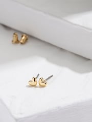 FatFace Gold Tone Heart Stud Earrings - Image 1 of 2