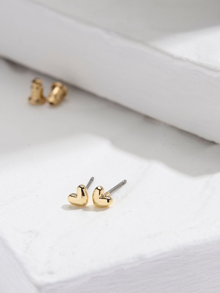 FatFace Gold Tone Heart Stud Earrings - Image 1 of 2