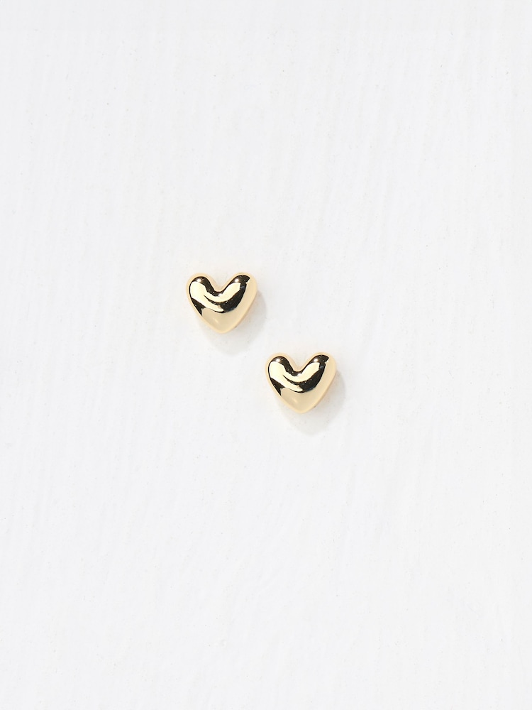 FatFace Gold Tone Heart Stud Earrings - Image 2 of 2