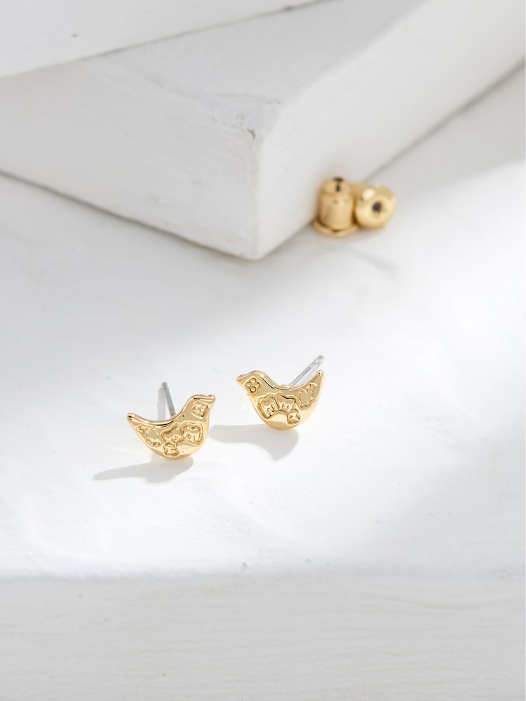 FatFace Gold Tone Bird Stud Earrings - Image 2 of 2