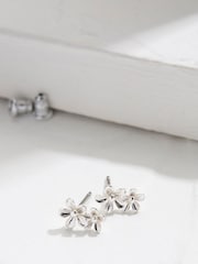 FatFace Silver Tone Double Flower Stud Earrings - Image 1 of 2