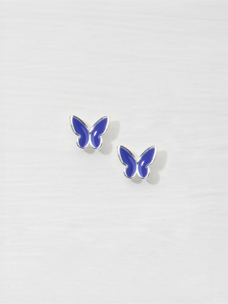 FatFace Blue Enamel Butterfly Stud Earrings - Image 1 of 2