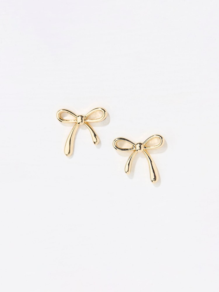 FatFace Gold Tone Bow Stud Earrings - Image 1 of 2