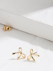 FatFace Gold Tone Bow Stud Earrings - Image 2 of 2