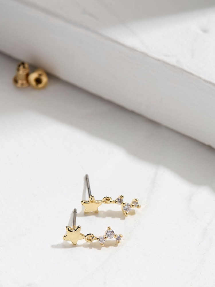 FatFace Gold Tone Star Drop Stud Earrings - Image 1 of 2