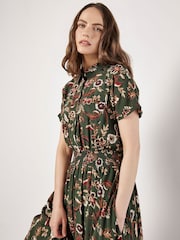 Apricot Green Floral Magic Hanky Hem Midi Dress - Image 3 of 5