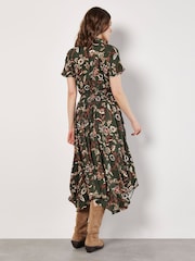 Apricot Green Floral Magic Hanky Hem Midi Dress - Image 5 of 5