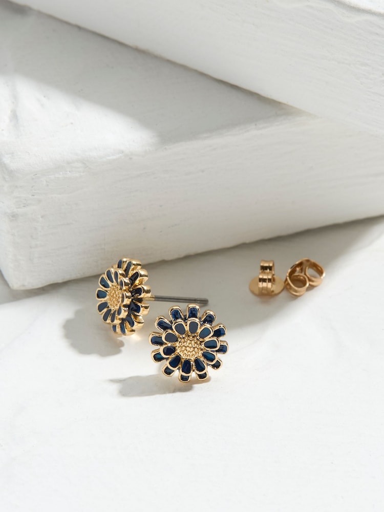 FatFace Navy Flower Stud Earrings - Image 1 of 2