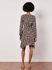 Apricot Black Ditsy Smk Waist Shark Hem Dress - Image 2 of 5