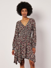 Apricot Black Ditsy Smk Waist Shark Hem Dress - Image 5 of 5