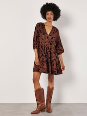 Apricot Orange Sarasa Tiered Babydoll Dress - Image 1 of 5