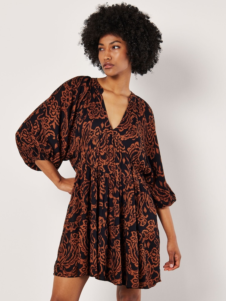 Apricot Orange Sarasa Tiered Babydoll Dress - Image 2 of 5