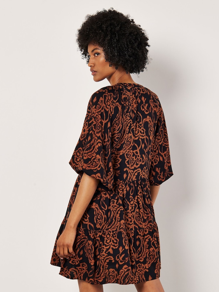 Apricot Orange Sarasa Tiered Babydoll Dress - Image 5 of 5
