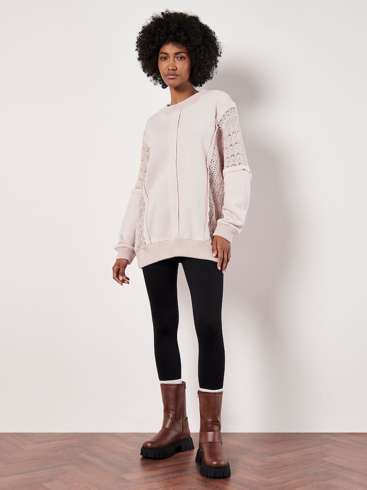 Apricot Cream Pointelle Batwing Jumper - Image 2 of 4