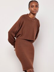Apricot Red Cropped Batwing Jumper - Image 2 of 4