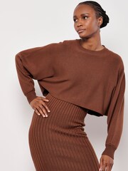 Apricot Red Cropped Batwing Jumper - Image 3 of 4