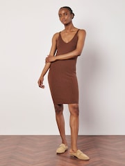 Apricot Red Ribbed Knitted Midi Dress - Image 2 of 5