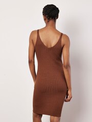 Apricot Red Ribbed Knitted Midi Dress - Image 4 of 5
