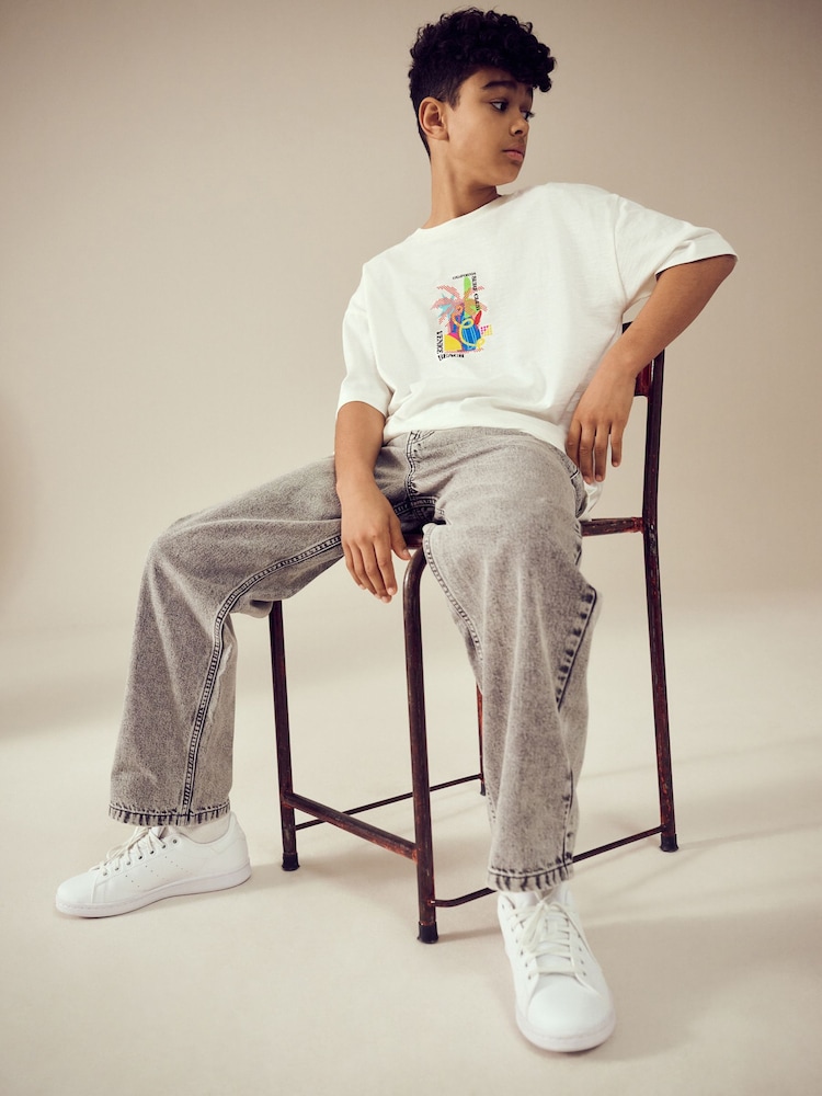 Grey Wide Fit Authentic 100% Cotton Jeans (3-16yrs) - Image 3 of 5