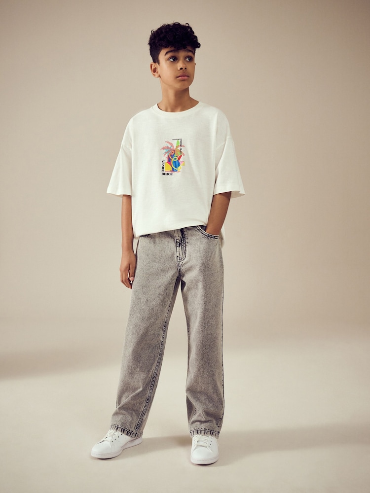Grey Wide Fit Authentic 100% Cotton Jeans (3-16yrs) - Image 4 of 5