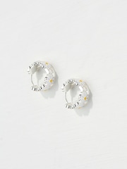 FatFace Silver Tone Daisy Hoop Earrings - Image 2 of 2
