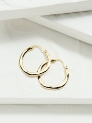 FatFace Gold Tone Hammered Hoop Earrings - Image 1 of 2