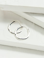 FatFace Silver Tone Hammered Hoop Earrings - Image 1 of 2