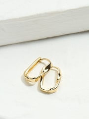 FatFace Gold Tone Twist Oval Hoop Earrings - Image 1 of 3
