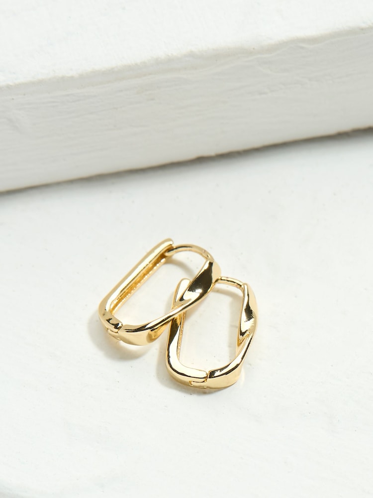 FatFace Gold Tone Twist Oval Hoop Earrings - Image 1 of 3 FatFace Gold Tone Twist Oval Hoop Earrings - Image 1 of 3