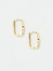 FatFace Gold Tone Twist Oval Hoop Earrings - Image 2 of 3