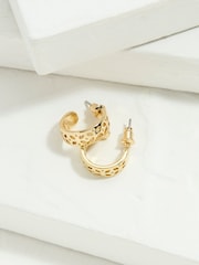 FatFace Gold Tone Cut Out Hoop Earrings - Image 1 of 3