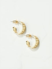 FatFace Gold Tone Cut Out Hoop Earrings - Image 2 of 3