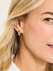 FatFace Gold Tone Cut Out Hoop Earrings - Image 3 of 3