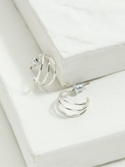 FatFace Silver Tone Triple Strand Hoop Earrings - Image 1 of 2