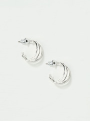 FatFace Silver Tone Triple Strand Hoop Earrings - Image 2 of 2