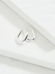 FatFace Silver Tone Oval Huggie Hoop Earrings - Image 2 of 3