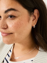 FatFace Silver Tone Oval Huggie Hoop Earrings - Image 3 of 3