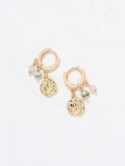 FatFace Gold Tone Charm Huggie Hoops Earrings - Image 1 of 3