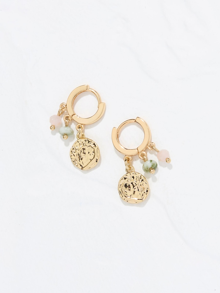 FatFace Gold Tone Charm Huggie Hoops Earrings - Image 1 of 3 FatFace Gold Tone Charm Huggie Hoops Earrings - Image 1 of 3