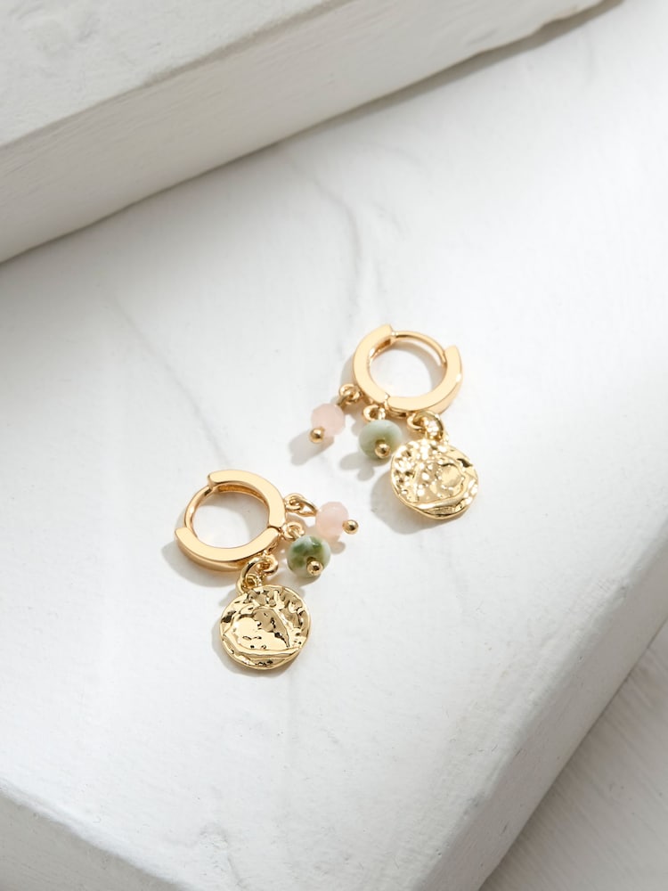 FatFace Gold Tone Charm Huggie Hoops Earrings - Image 2 of 3 FatFace Gold Tone Charm Huggie Hoops Earrings - Image 2 of 3