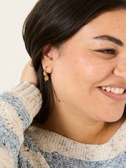 FatFace Gold Tone Charm Huggie Hoops Earrings - Image 3 of 3