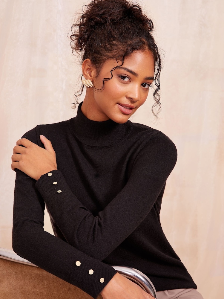 Friends Like These Black Roll Neck Jumper - Image 1 of 4